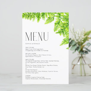 Chartreuse Green Fern Blätter Wedding Menu Card