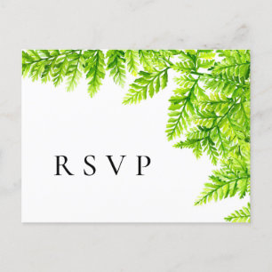 Chartreuse Green Fern Blätter Wedding RSVP Postkarte