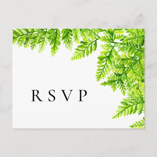 Chartreuse Green Fern Blätter Wedding RSVP Postkarte (Vorderseite)