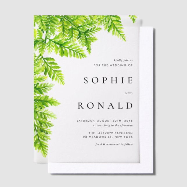 Chartreuse Green Fern Blätter Woodland Wedding (Versetzt)
