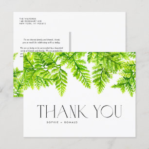 Chartreuse Green Ferns Wedding Vielen Dank Postkarte