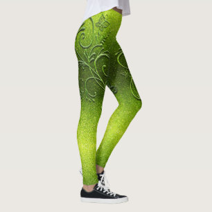 Chartreuse Green Glitzer Ombre Butterfly Glitzern Leggings