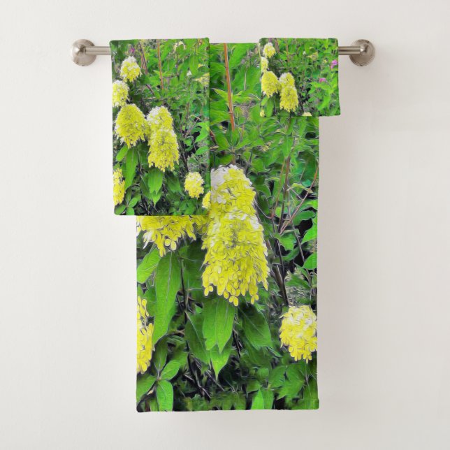 Chartreuse Green Limelight Hydrangea Garden Badhandtuch Set (Insitu)