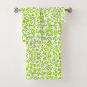 Chartreuse Green Mandala Muster Badhandtuch Set