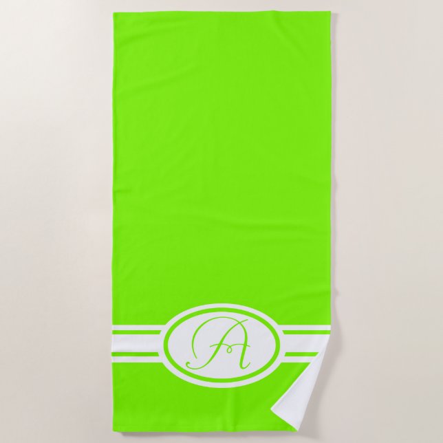 Chartreuse green monogramm strandtuch (Vorderseite)