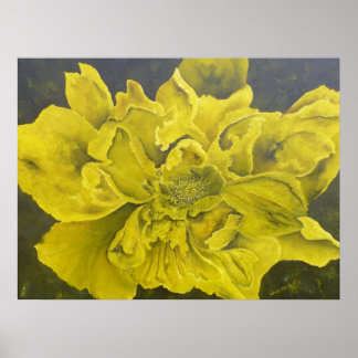 Chartreuse Green Peony Poster