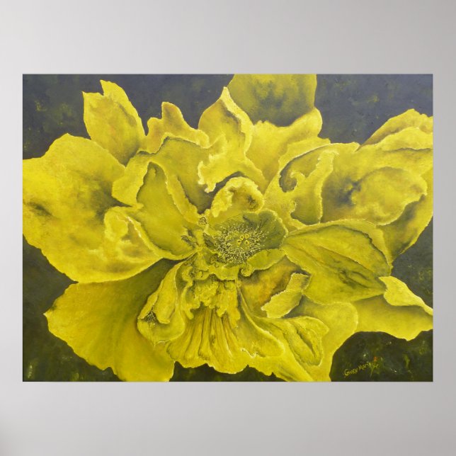 Chartreuse Green Peony Poster (Vorne)