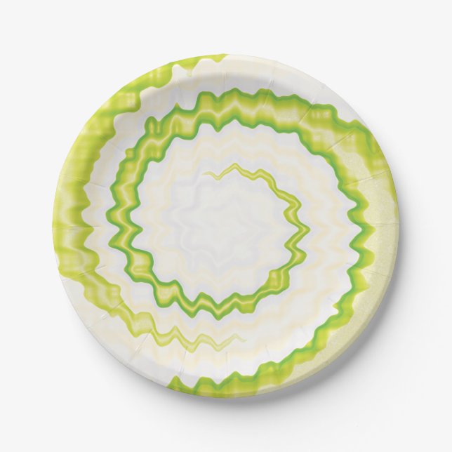 Chartreuse Green Swirl gefärbte Krawatte Party Pappteller (Vorderseite)