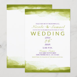 Chartreuse Green Watercolor Chic Moderne Hochzeit Einladung