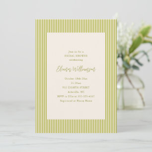 Chartreuse Grün gestreifte elegante Bridal Shower Einladung