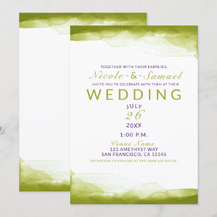 Chartreuse Grüne Aquarell Chic Moderne Hochzeit Einladung