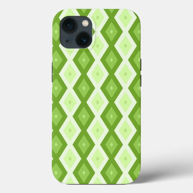 Chartreuse grünes Diamantenmuster Case-Mate iPhone Hülle (Rückseite)