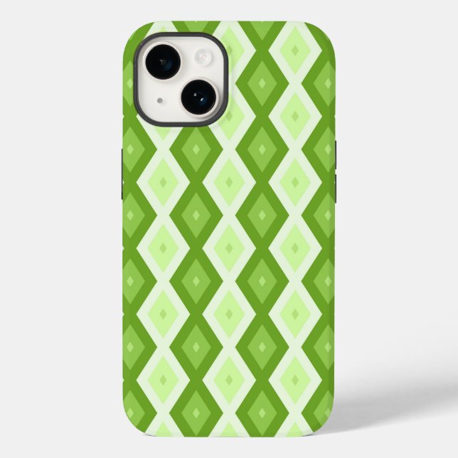 Chartreuse grünes Diamantmuster Case-Mate iPhone Hülle (Rückseite)