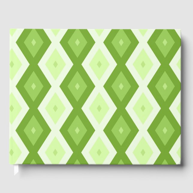 Chartreuse grünes Diamantmuster Gästebuch (Vorderseite)