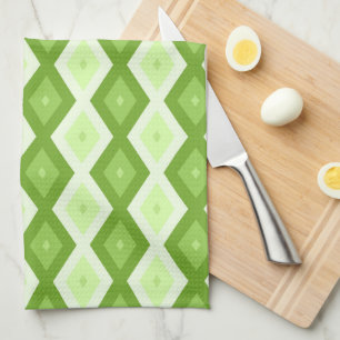 Chartreuse grünes Diamantmuster Geschirrtuch