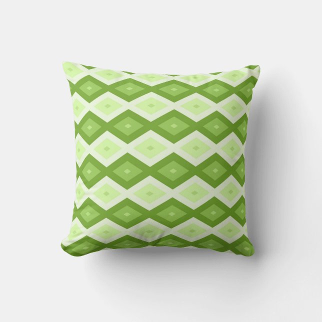 Chartreuse grünes Diamantmuster Kissen (Vorderseite)