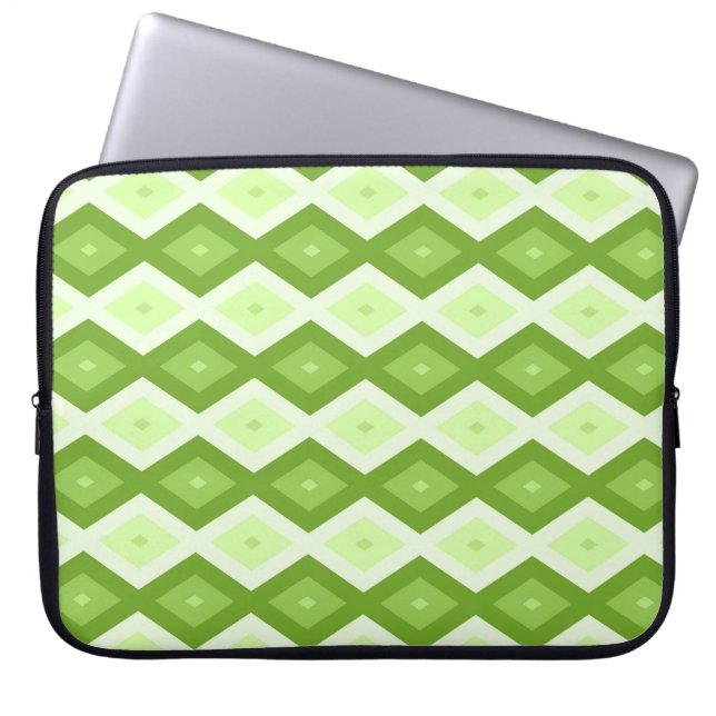 Chartreuse grünes Diamantmuster Laptopschutzhülle (Vorderseite)
