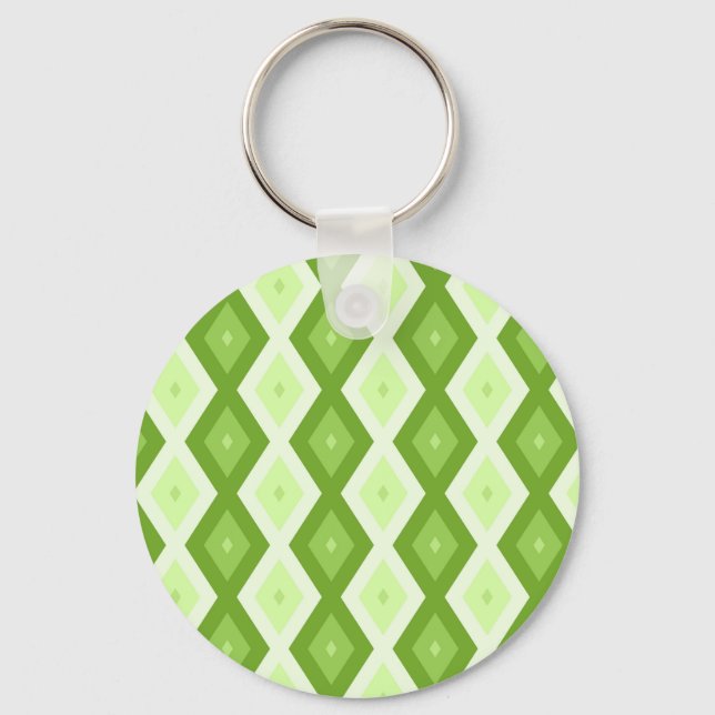 Chartreuse grünes Diamantmuster Schlüsselanhänger (Vorderseite)