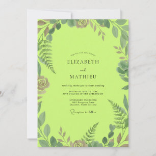 Chartreuse Laub Eukalyptus Hochzeit Einladung