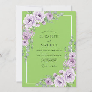 Chartreuse Lavendel Ranunculus Eucalyptus Hochzeit Einladung