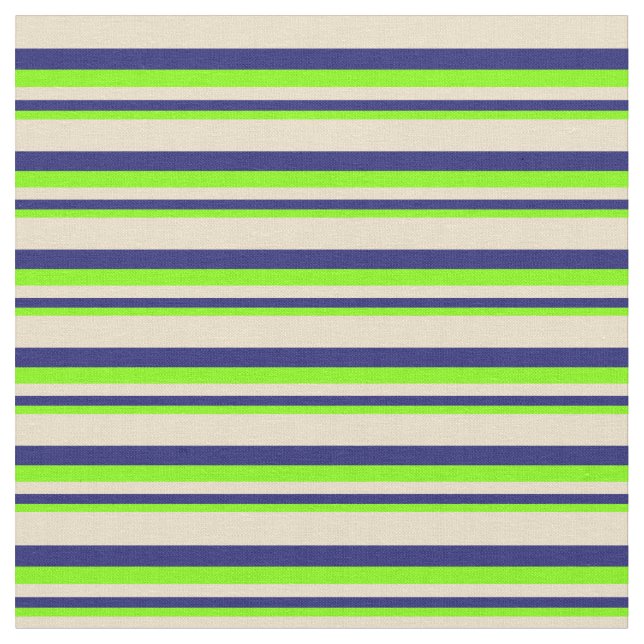 Chartreuse, Midnight Blue und Tan-Muster Stoff (Nahaufnahme)