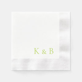 Chartreuse Monogram White Coined Wedding Serviette