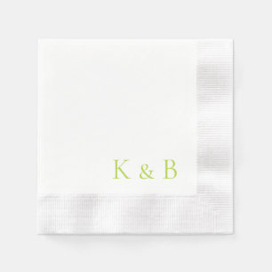 Chartreuse Monogram White Coined Wedding Serviette
