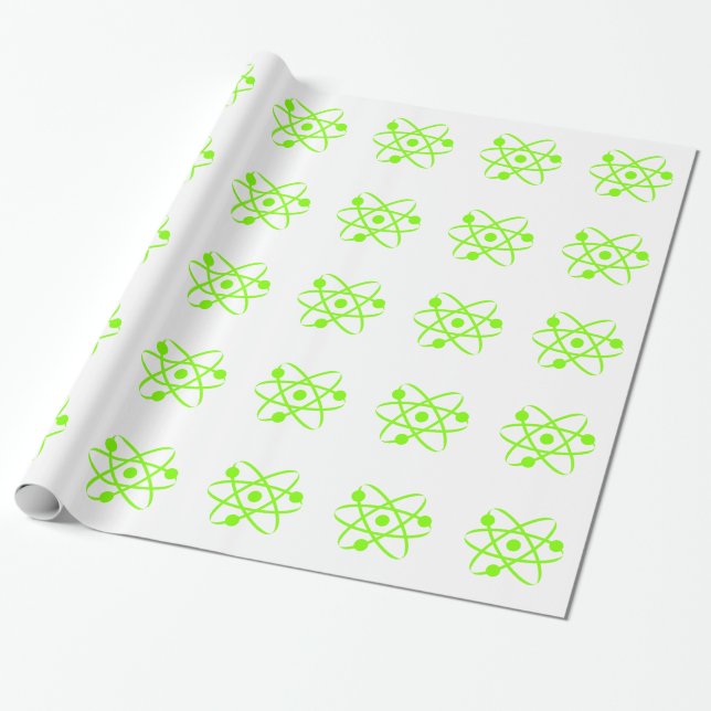 Chartreuse, Neon Green Atom Geschenkpapier (Ungerollt)