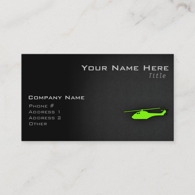 Chartreuse, Neon Green Helicopter Visitenkarte (Vorderseite)