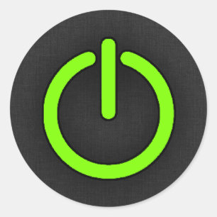 Chartreuse, Neon Green Power Button Runder Aufkleber