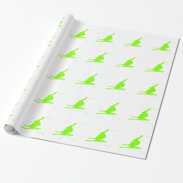Chartreuse, Neon Green Snow Ski Geschenkpapier (Ungerollt)