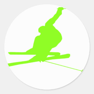 Chartreuse, Neon Green Snow Ski Runder Aufkleber