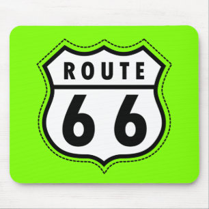 Chartreuse, Neon Grün Route 66 Verkehrsschild Mousepad