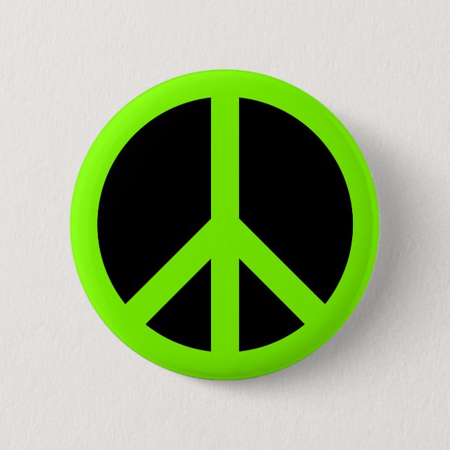 Chartreuse Peace Symbol Button (Vorderseite)