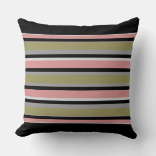 Chartreuse Peach Black Stripes Kissen