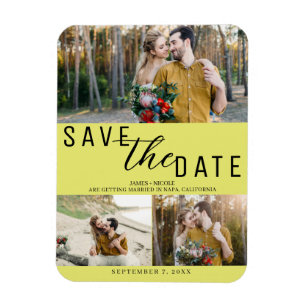Chartreuse Save the Date Hochzeit 3 Fotos Magnet