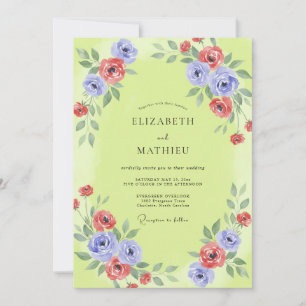 Chartreuse Strandblume Mohn Hochzeit Einladung