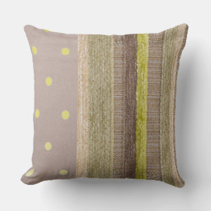 Chartreuse Strip und Polka Dot Throw Kissen