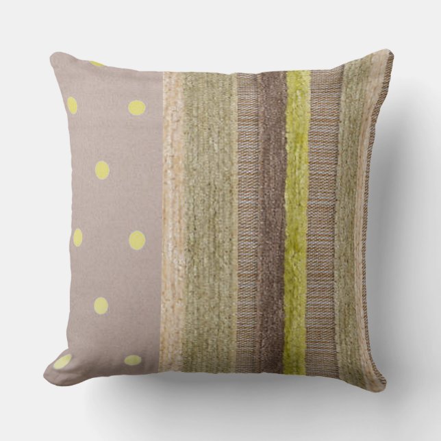 Chartreuse Strip und Polka Dot Throw Kissen (Vorderseite)