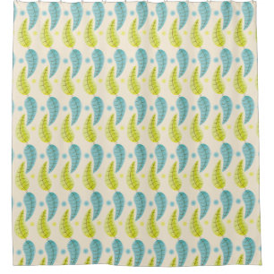 Chartreuse und Aqua Blätter Duschvorhang