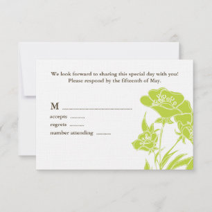 Chartreuse und Brown Floral Wedding Response Card RSVP Karte