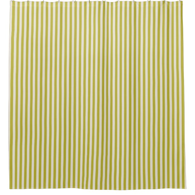 Chartreuse und Cream Simple Striping Muster Duschvorhang (Vorderseite)