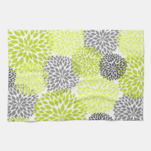 Chartreuse und Gray Floral Kitchen Handtuch