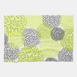 Chartreuse und Gray Floral Kitchen Handtuch