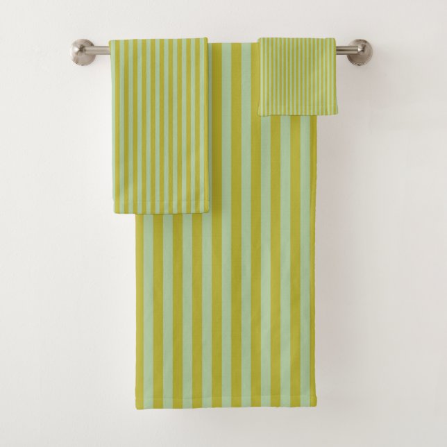 Chartreuse und Pistachio Green Stripes Badhandtuch Set (Insitu)
