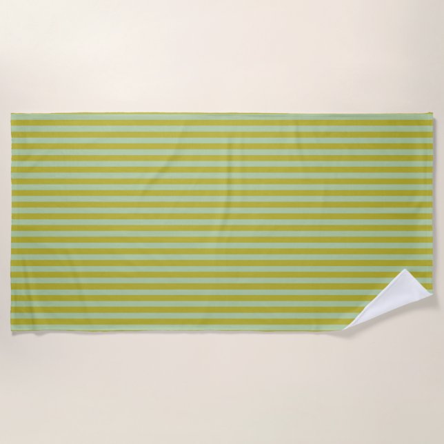 Chartreuse und Pistaziengrün gestreift  Strandtuch (Vorderseite)