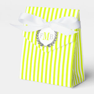 Chartreuse- und weiße Streifen-Monogramm-Hochzeit Geschenkschachtel