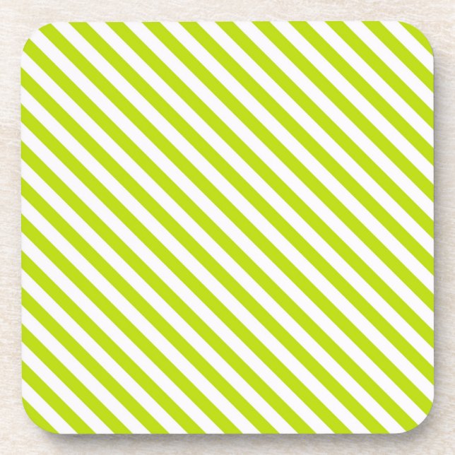 Chartreuse und weiße Streifen Untersetzer (Vorderseite)