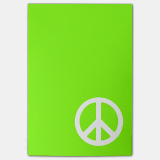 Chartreuse und White Peace Symbol Post-it Klebezettel