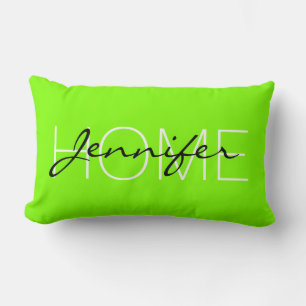 Chartreuse (Web) Farbe Home-Monogramm Lendenkissen